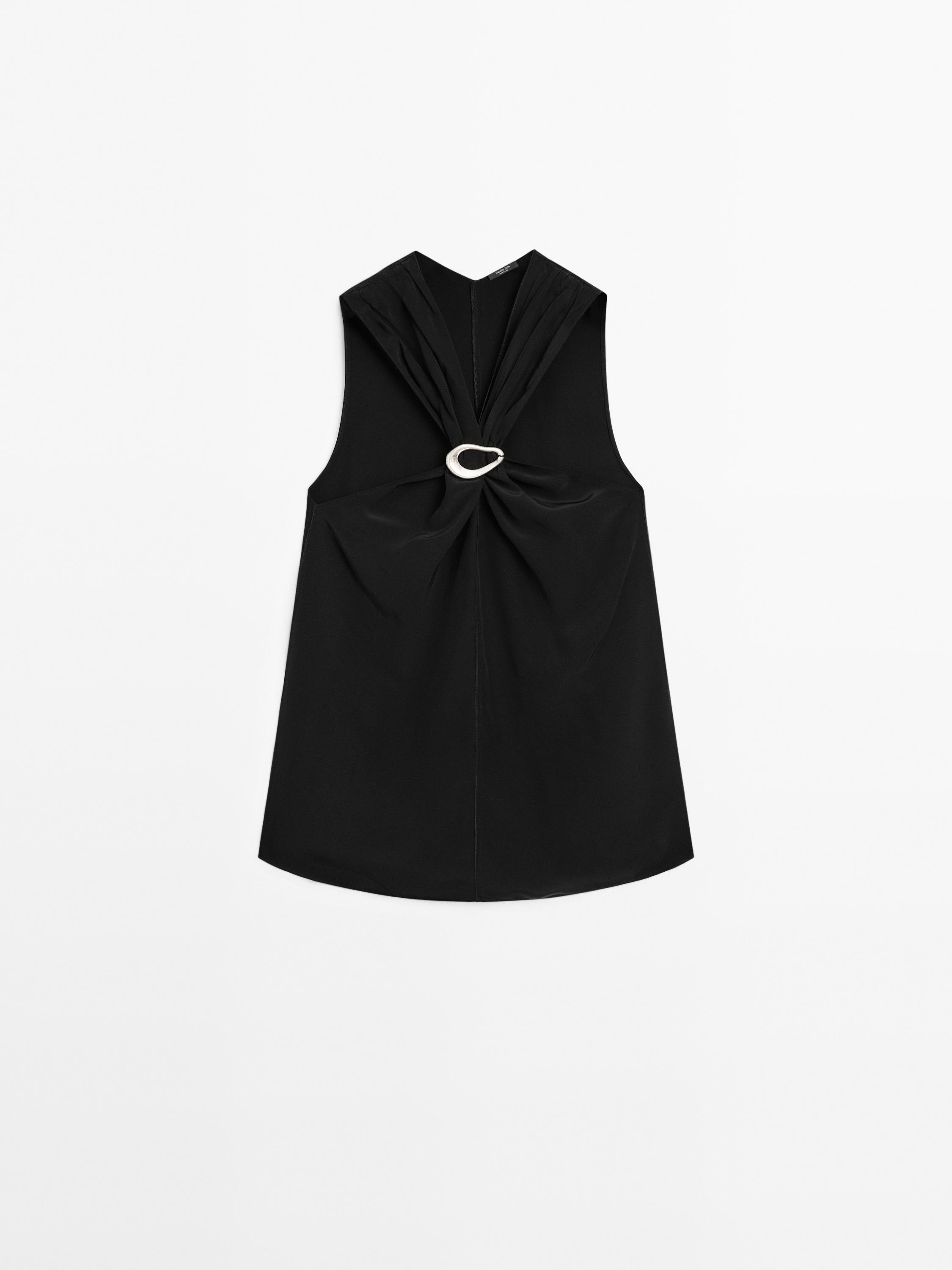Halter top with removable brooch detail