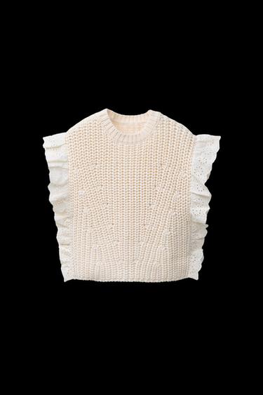 LACE KNIT WAISTCOAT - Ecru by Zara - Image 0