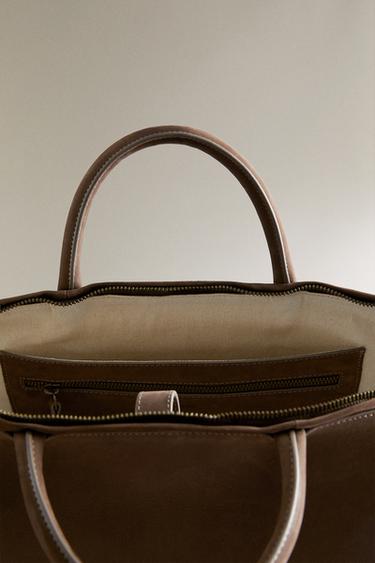 NUBUCK LEATHER WORK BAG - Brown by Zara - Image 4