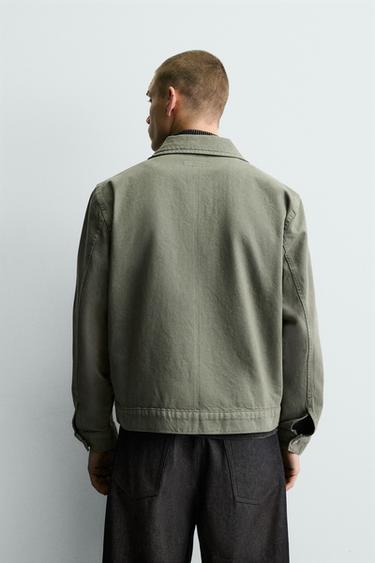 WASHED ZIP-UP OVERSHIRT - Grey green by Zara - Image 2