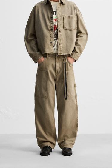 RELAXED FIT CARPENTER TROUSERS - Beige by Zara