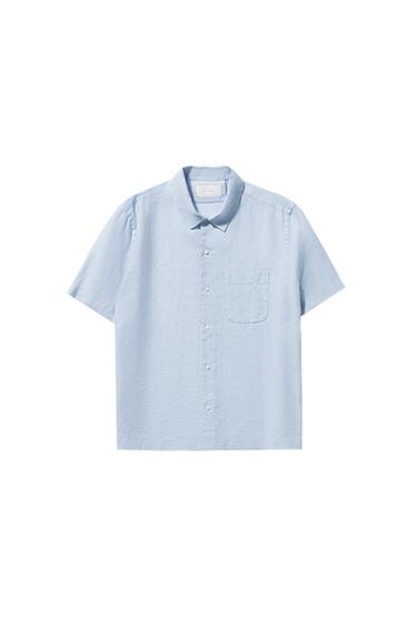 Zara 100% LINEN SHIRT - Sky blue