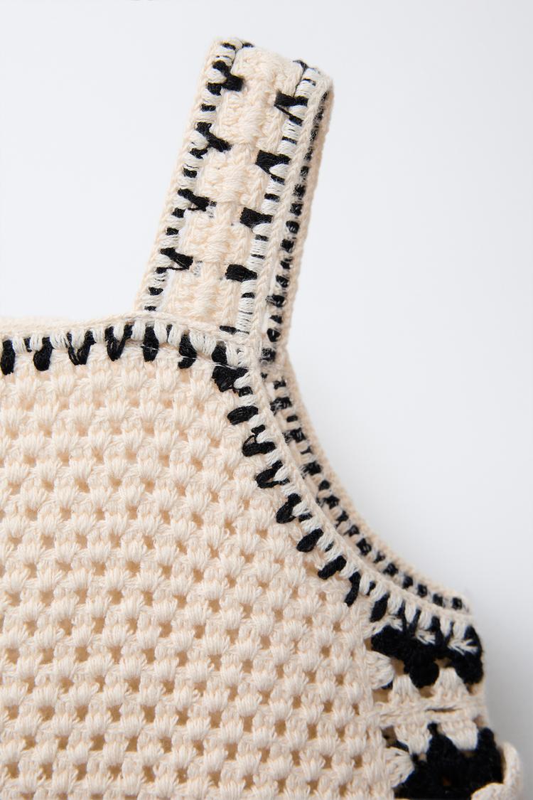 CROCHET FLORAL KNIT DRESS
