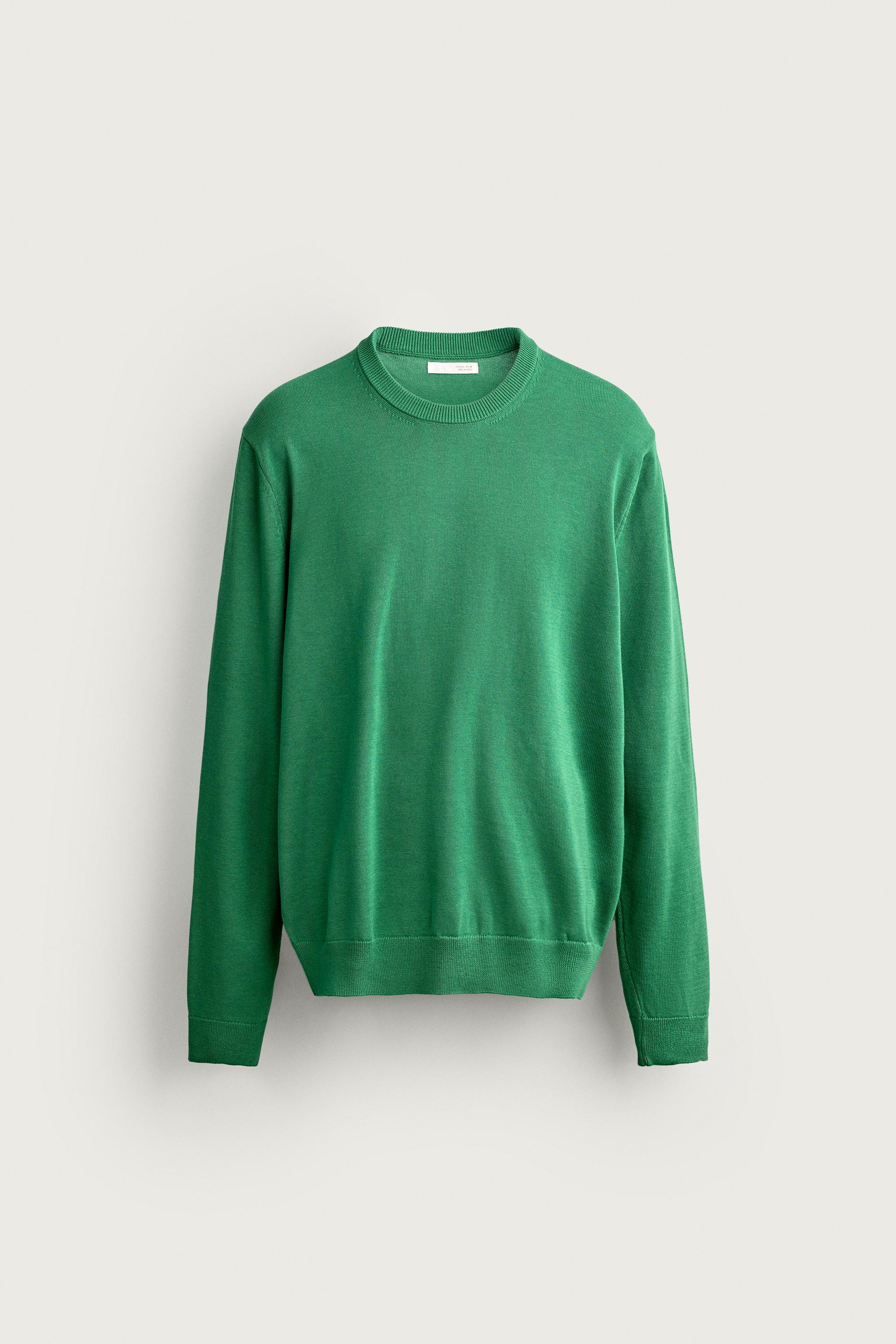 COTTON REGULAR FIT JUMPER — Green