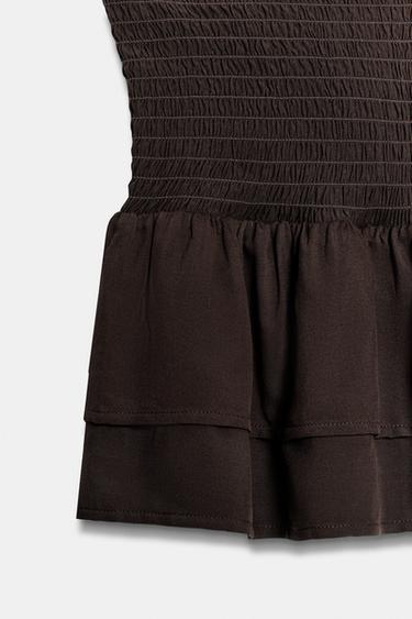 SHORT NID D'ABEILLE À VOLANTS - Marron de Zara - Image 8