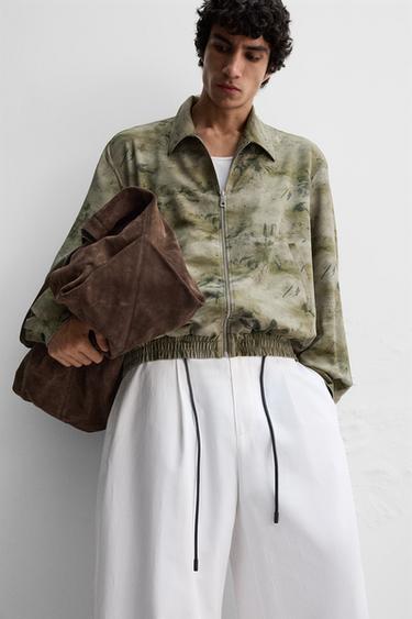 ABSTRACT PRINT BOMBER JACKET - Green by Zara - Image 5