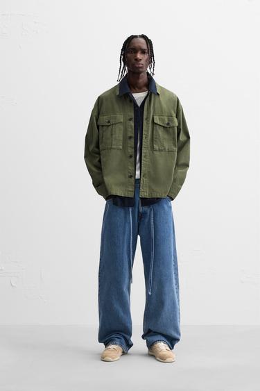 КУРТКА-РУБАШКА С КАРМАНАМИ — ТЕМНЫЙ ХАКИ от Zara — изображение 0