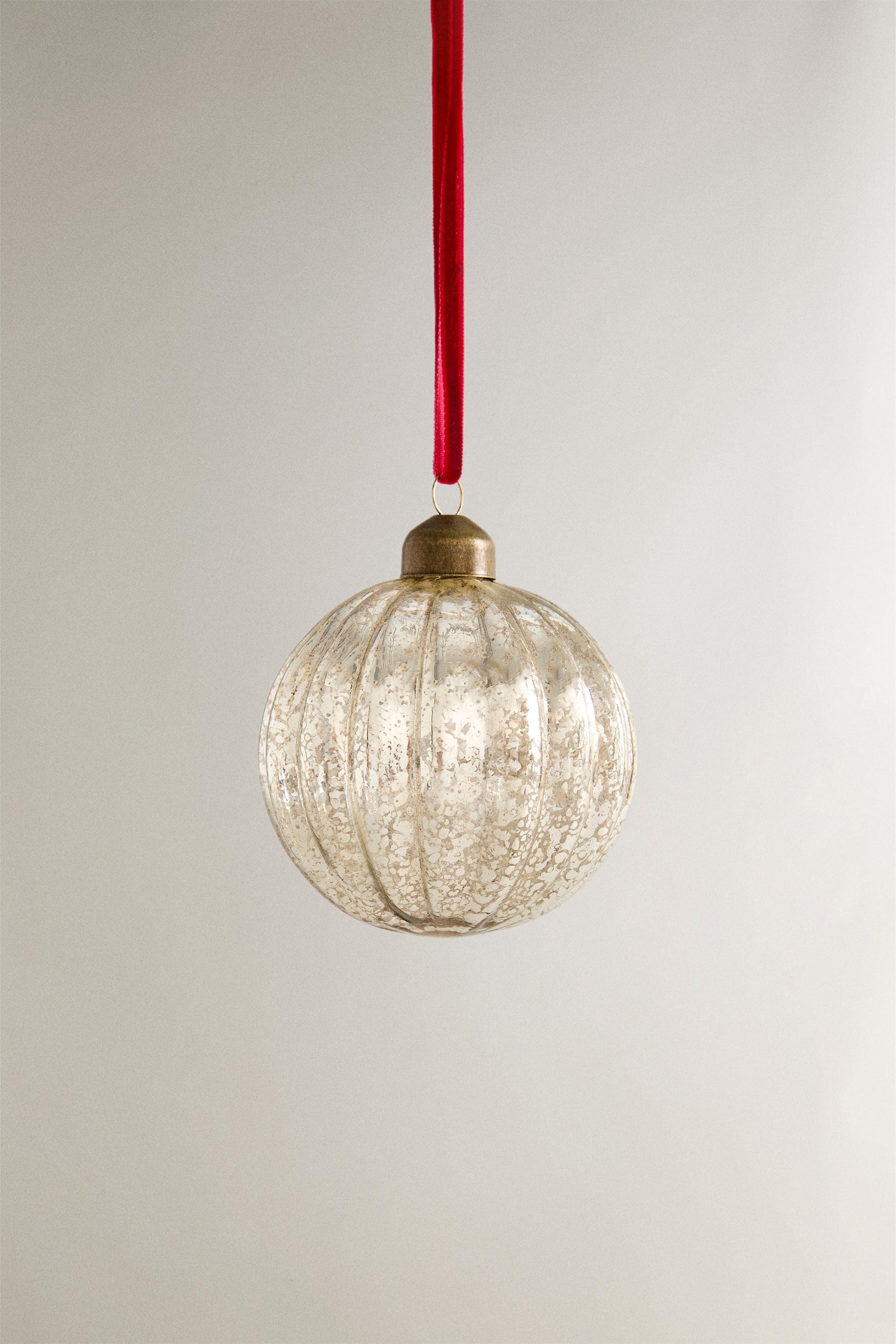 MERCURIZED STRIPED CHRISTMAS TREE BALL ORNAMENT