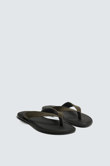 Zara KOŽNE SANDALE SA KAIŠEVIMA – Zelena