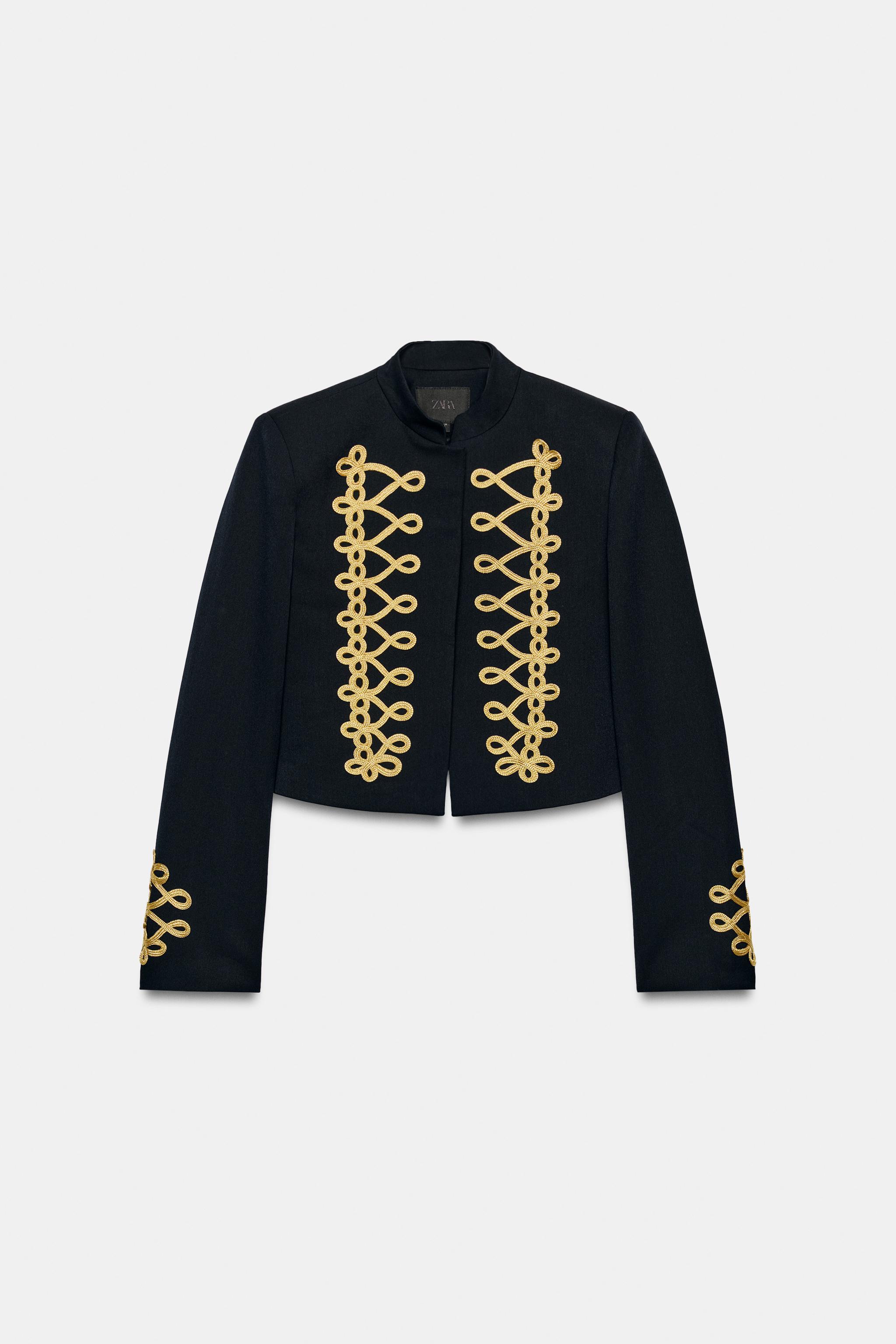 Zara Süslü Düğmeli Crop Blazer görsel 6