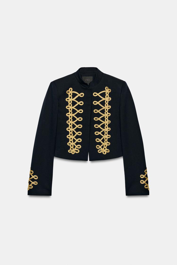 Blazer cropped con cierre de botones 6