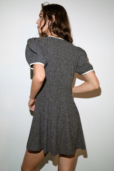 ROBE COURTE À NŒUD - Bleu marine / Blanc de Zara - Image 5