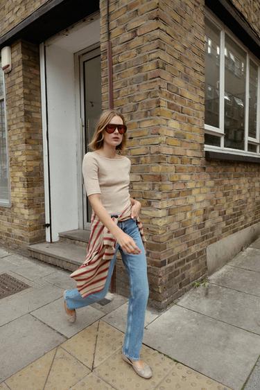BOAT NECK T-SHIRT - Sand / Marl by Zara