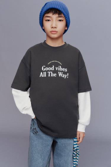 CAMISETA ESTAMPADO TEXTO - Gris antracita de Zara