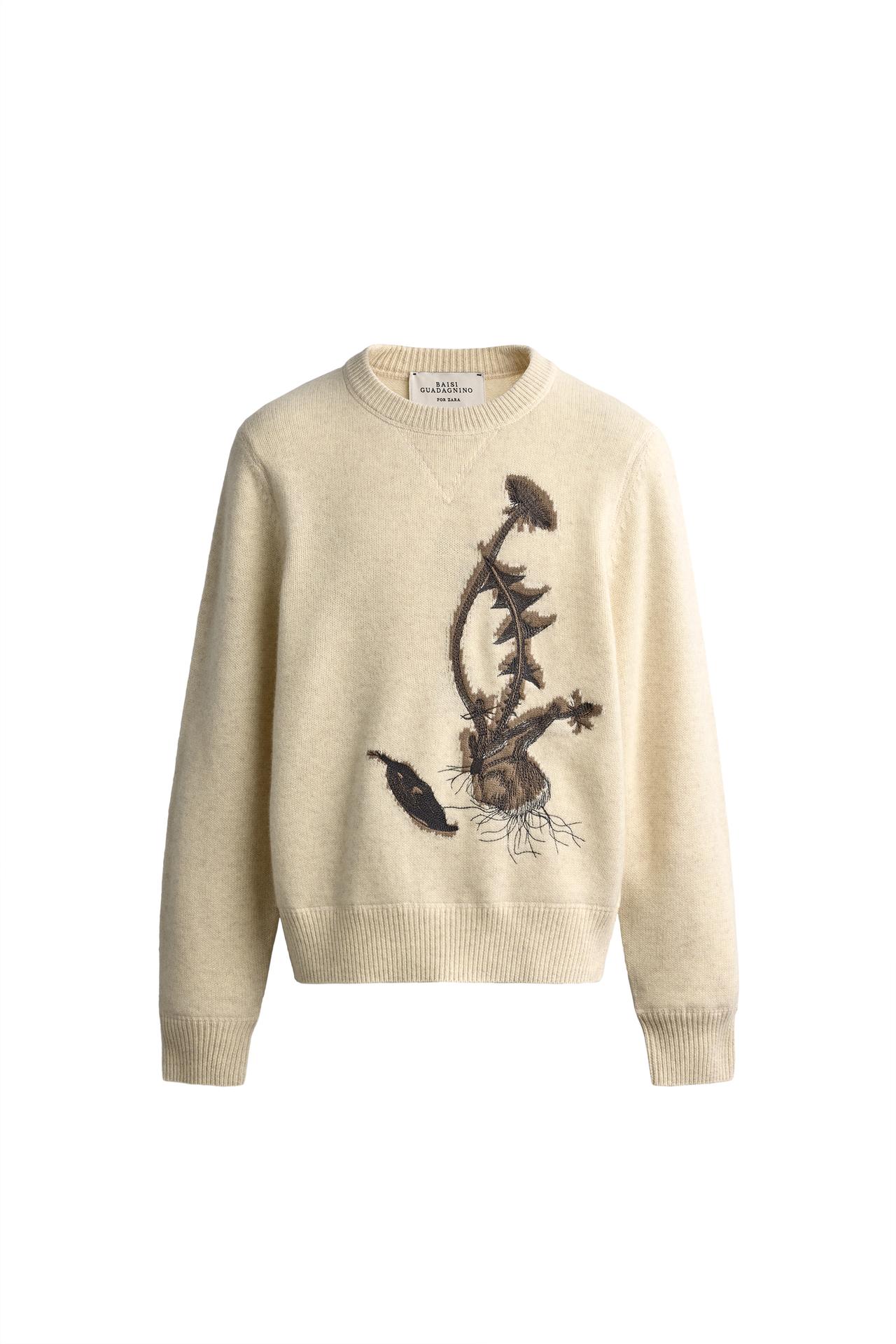 INTARSIA EMBROIDERED WOOL JUMPER