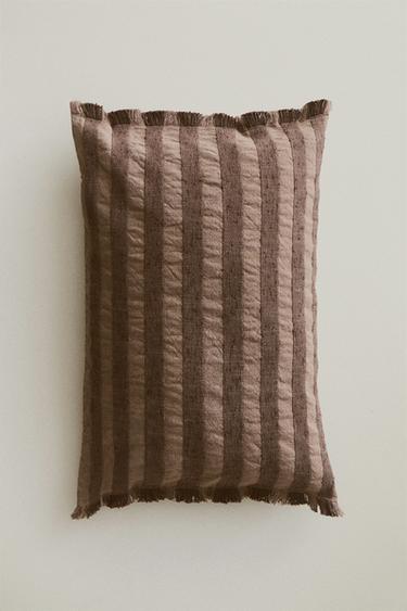 STRIPED CUSHION COVER - Beige by Zara