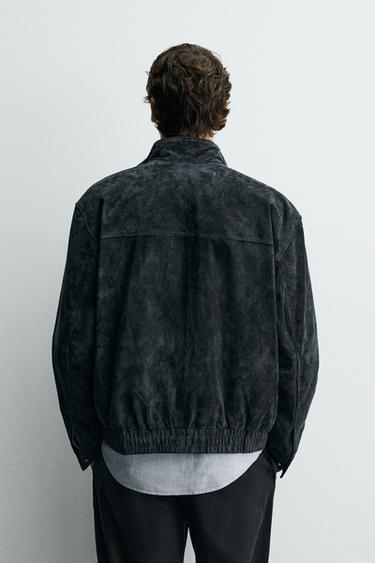 SUEDE LEATHER JACKET - Navy blue by Zara - Image 2