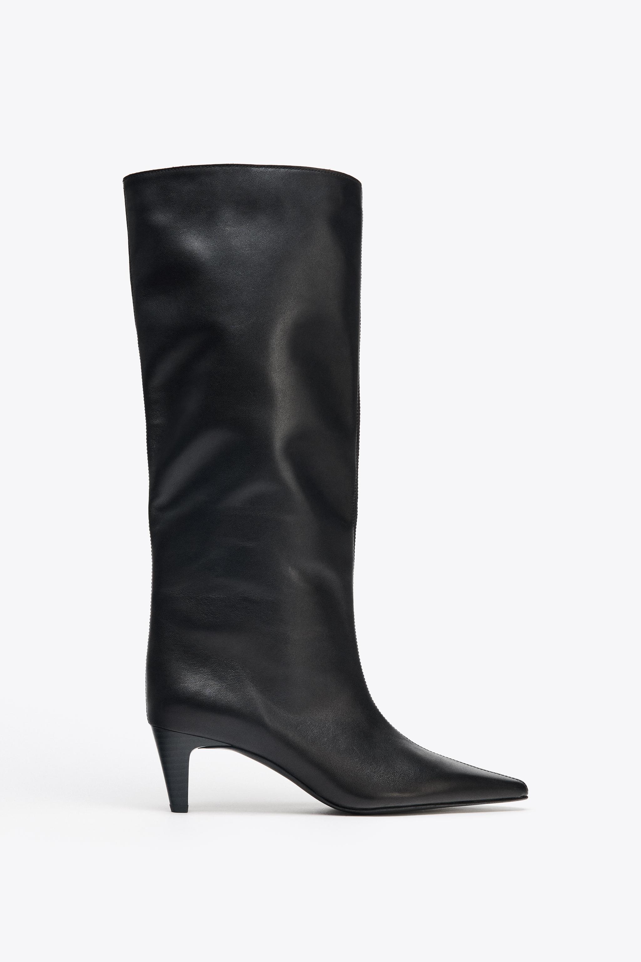 ZARA レディースブーツ ZARA サイドゴアブーツ ゴールドライン 38 ブラック レディース