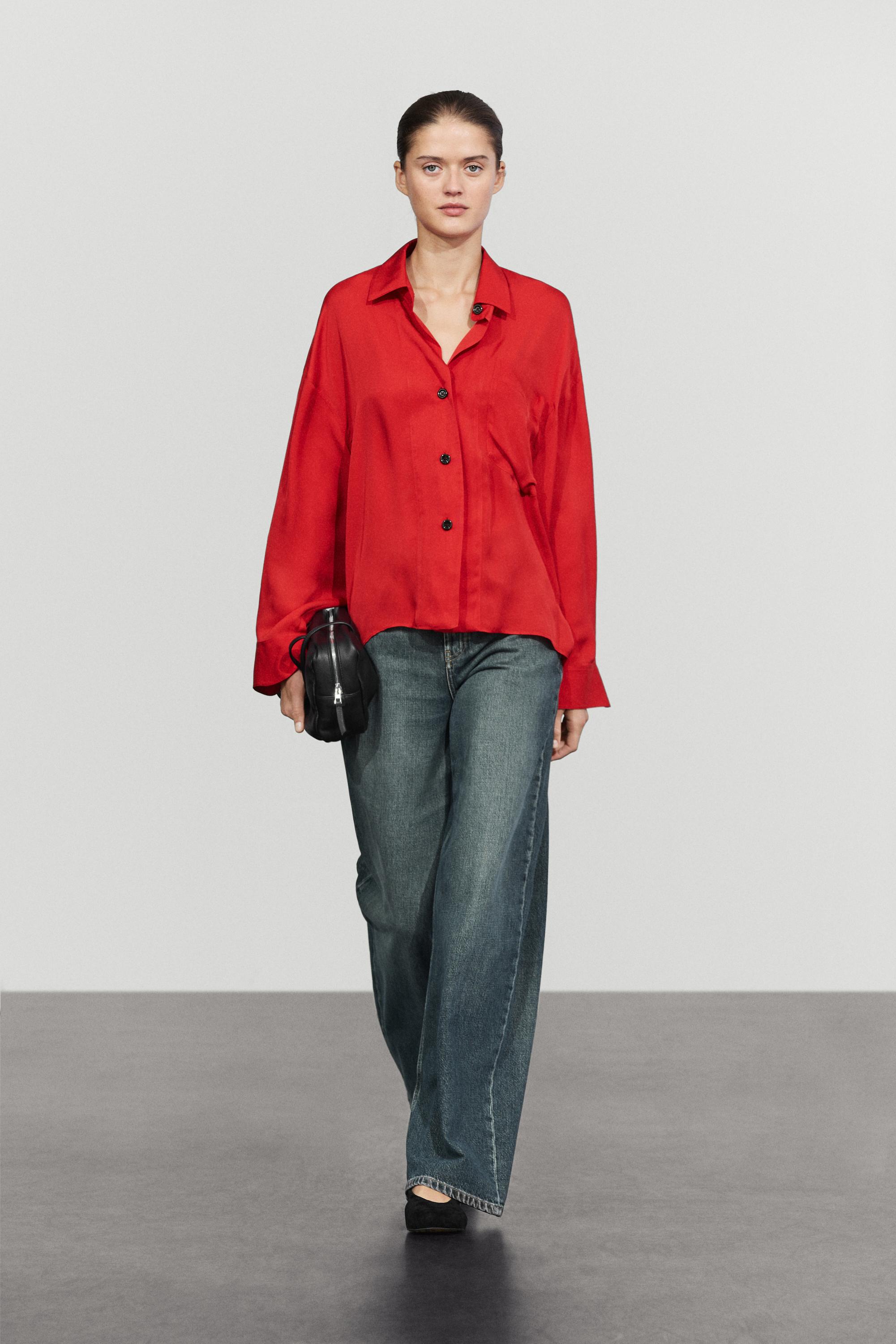 Chemise fluide oversize avec poche poitrine