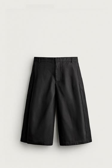 ΠΑΝΤΕΛΟΝΙ CULOTTE RELAXED FIT ΜΕ ΠΛΑΪΝΕΣ ΠΙΕΤΕΣ - Μαύρο του Zara