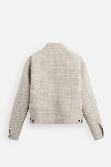 CHECKED CROPPED JACKET - Beige by Zara - Image 8