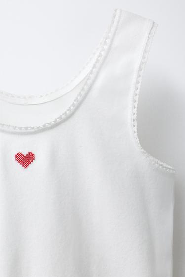 LOT DE DEUX T-SHIRTS CŒURS - Écru de Zara - Image 3