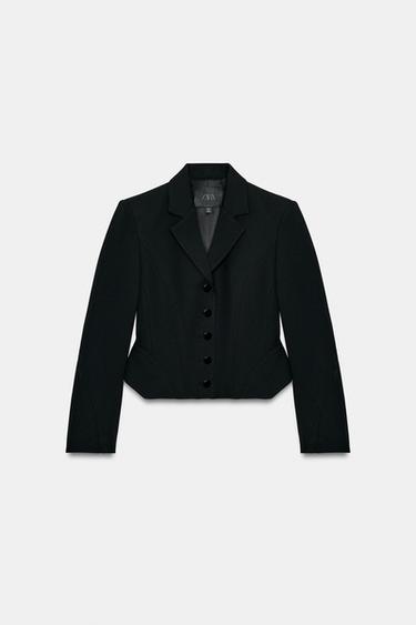 BLAZER CORTA PESPUNTES ZW COLLECTION - Negro de Zara
