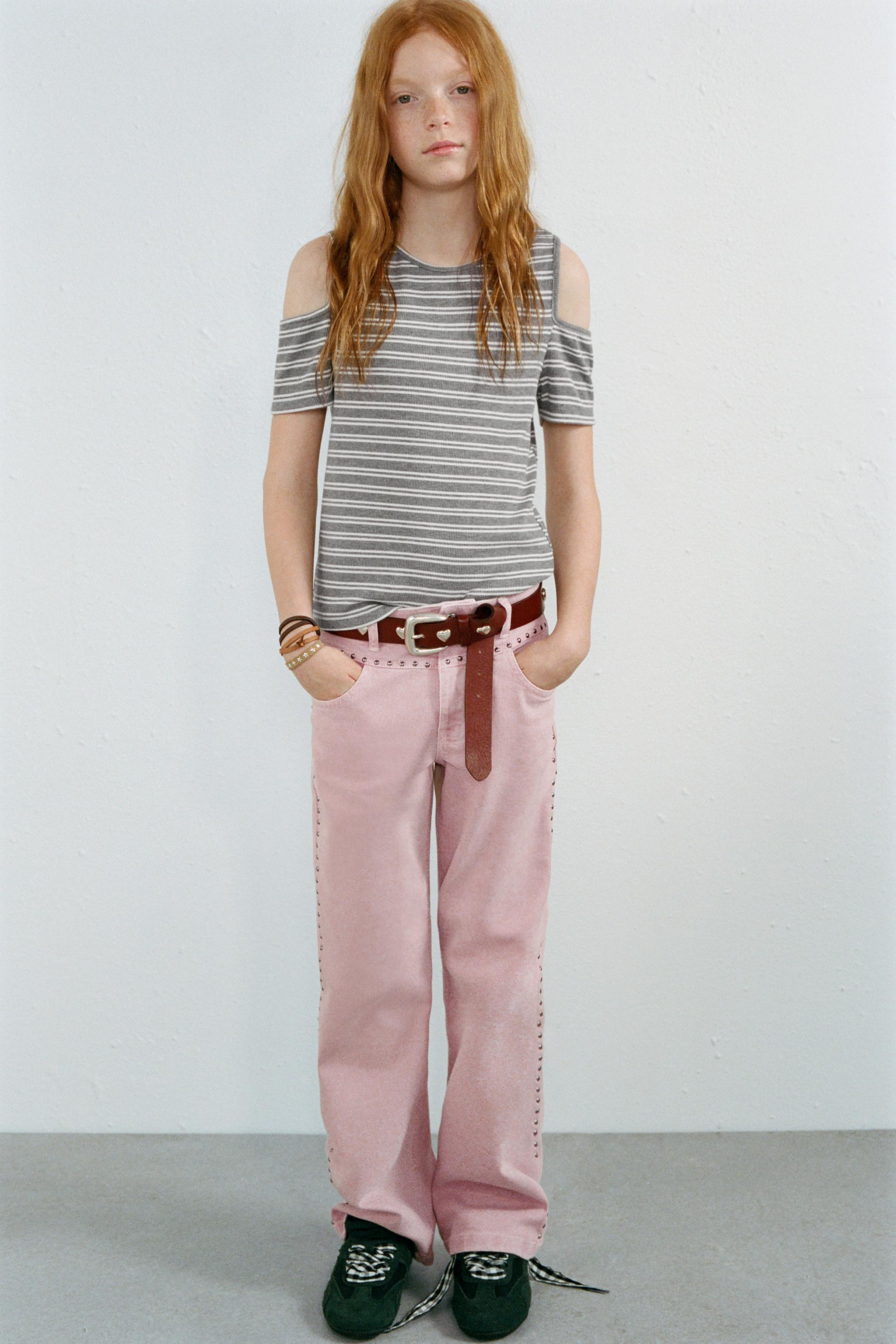 STUDDED FLARE JEANS - Pink | ZARA United States