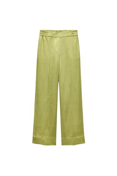 100% LINEN STRAIGHT LEG PANTS