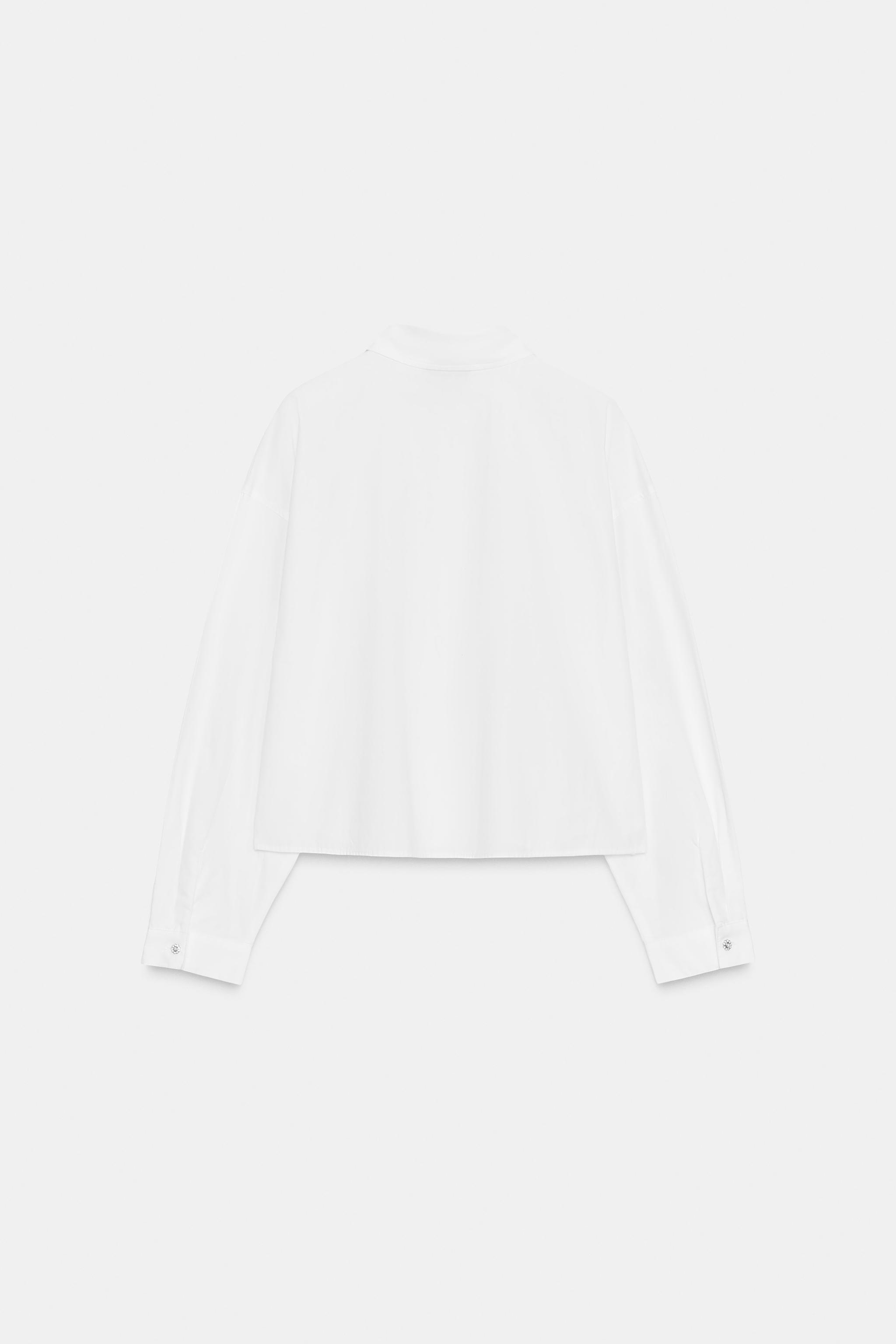 CHEMISE COURTE EN POPELINE À FANTAISIE BIJOU