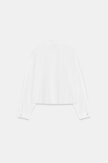 CHEMISE COURTE EN POPELINE À FANTAISIE BIJOU - Blanc de Zara - Image 7