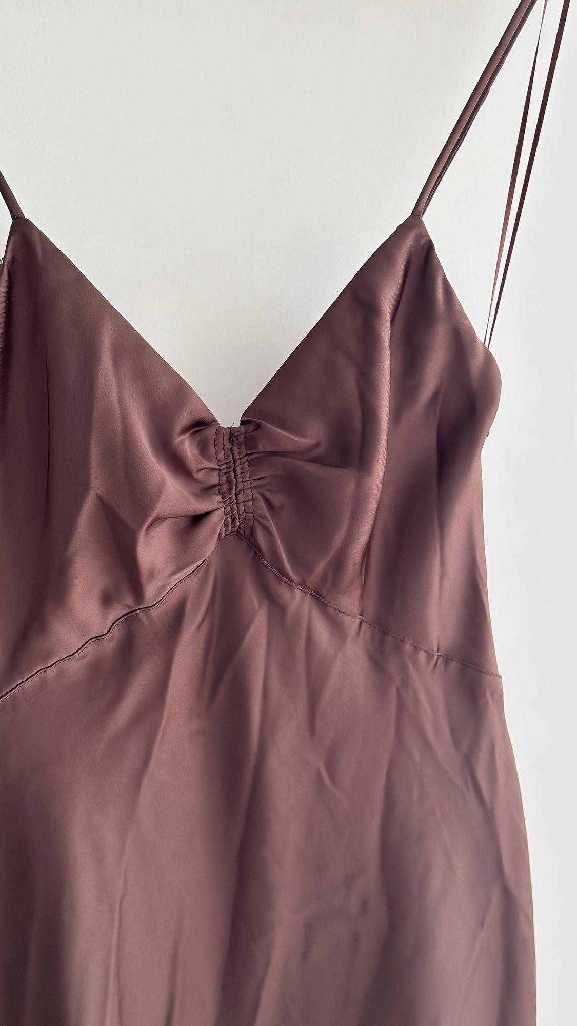 GATHERED SATIN MIDI DRESS - Image 2
