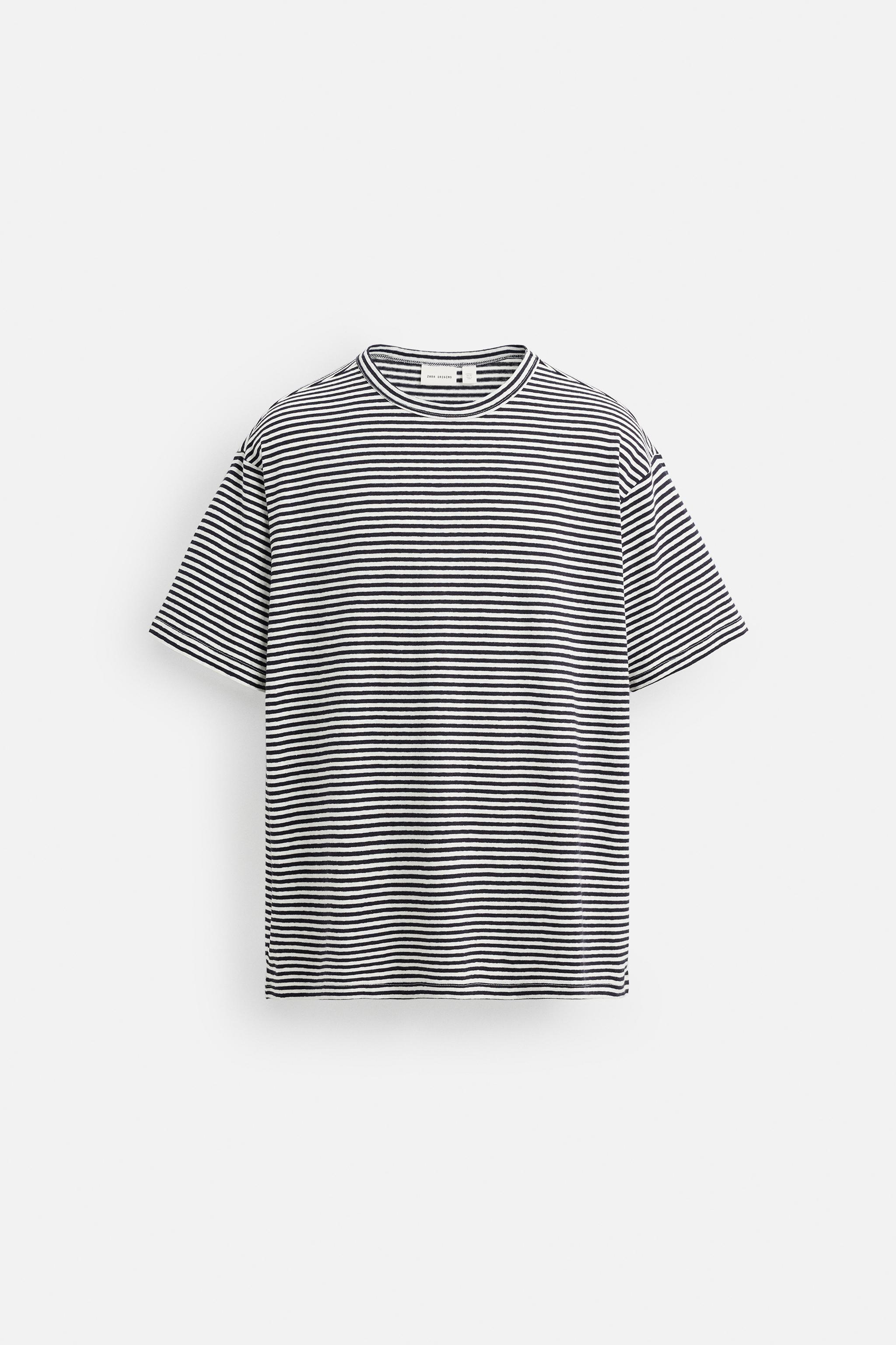 STRIPED COTTON LINEN BLEND T-SHIRT - Striped | ZARA United