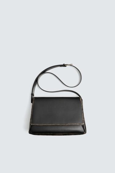 СУМКА С КЛАПАНОМ И ЭФФЕКТОМ ПОНОШЕННОСТИ — Черный от Zara
