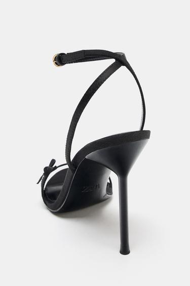 SATIN STRAPPY HIGH-HEEL SANDALS - Black by Zara - Image 5