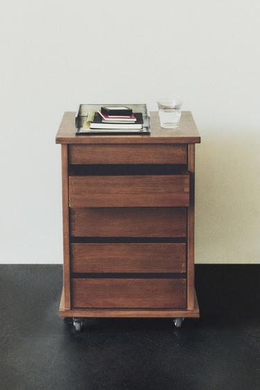 WOODEN DRAWER UNIT WITH WHEELS - Brown by Zara