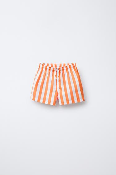 2-14 YEARS/ STRIPED SWIM SHORTS - Orange by Zara