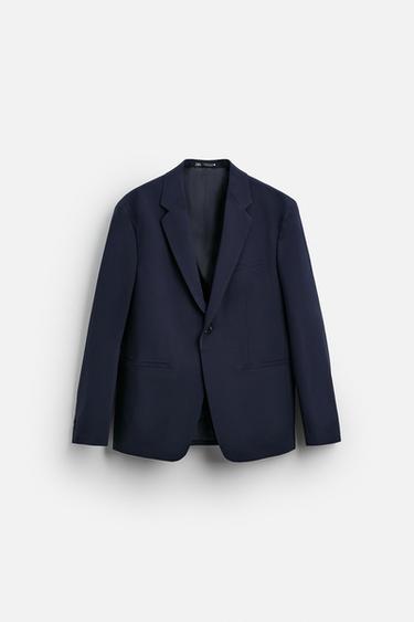 Zara TEXTURED SUIT JACKET - Navy blue