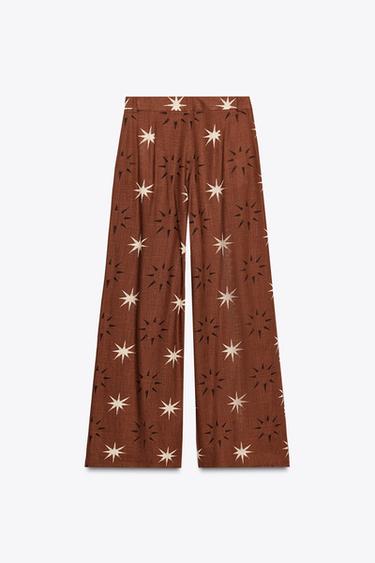 PANTALON LARGE IMPRIMÉ SOLEIL AVEC LIN - Terracota de Zara - Image 5