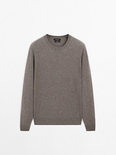 Zara Cashmere knit sweater with a crew neck - Dark khaki