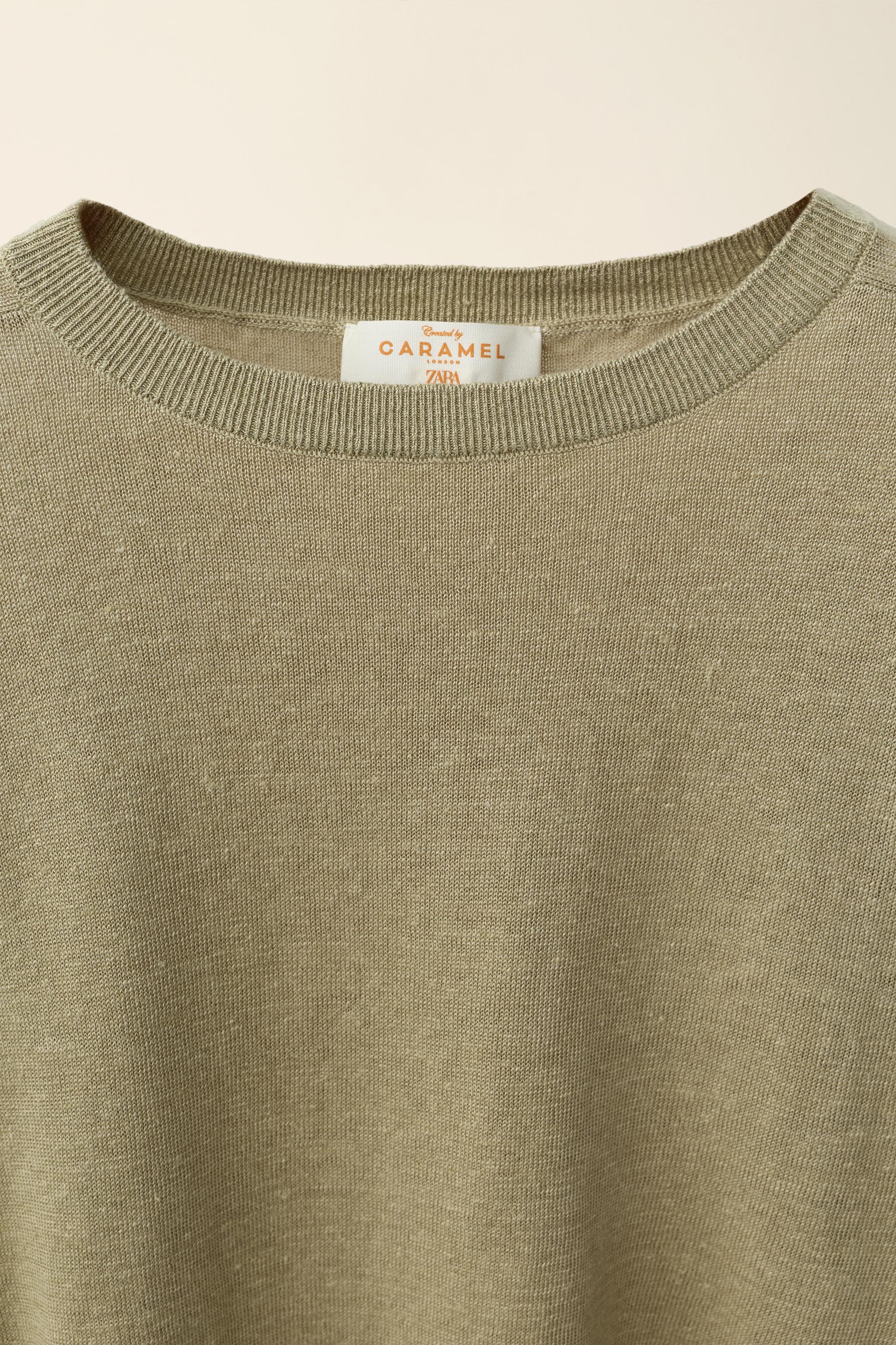 100% LINEN KNIT JUMPER CREATED BY CARAMEL LONDON X ZARA - Khaki
