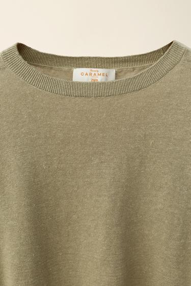 PULL EN MAILLE 100 % LIN CRÉÉ PAR CARAMEL LONDON X ZARA - Kaki de Zara - Image 5