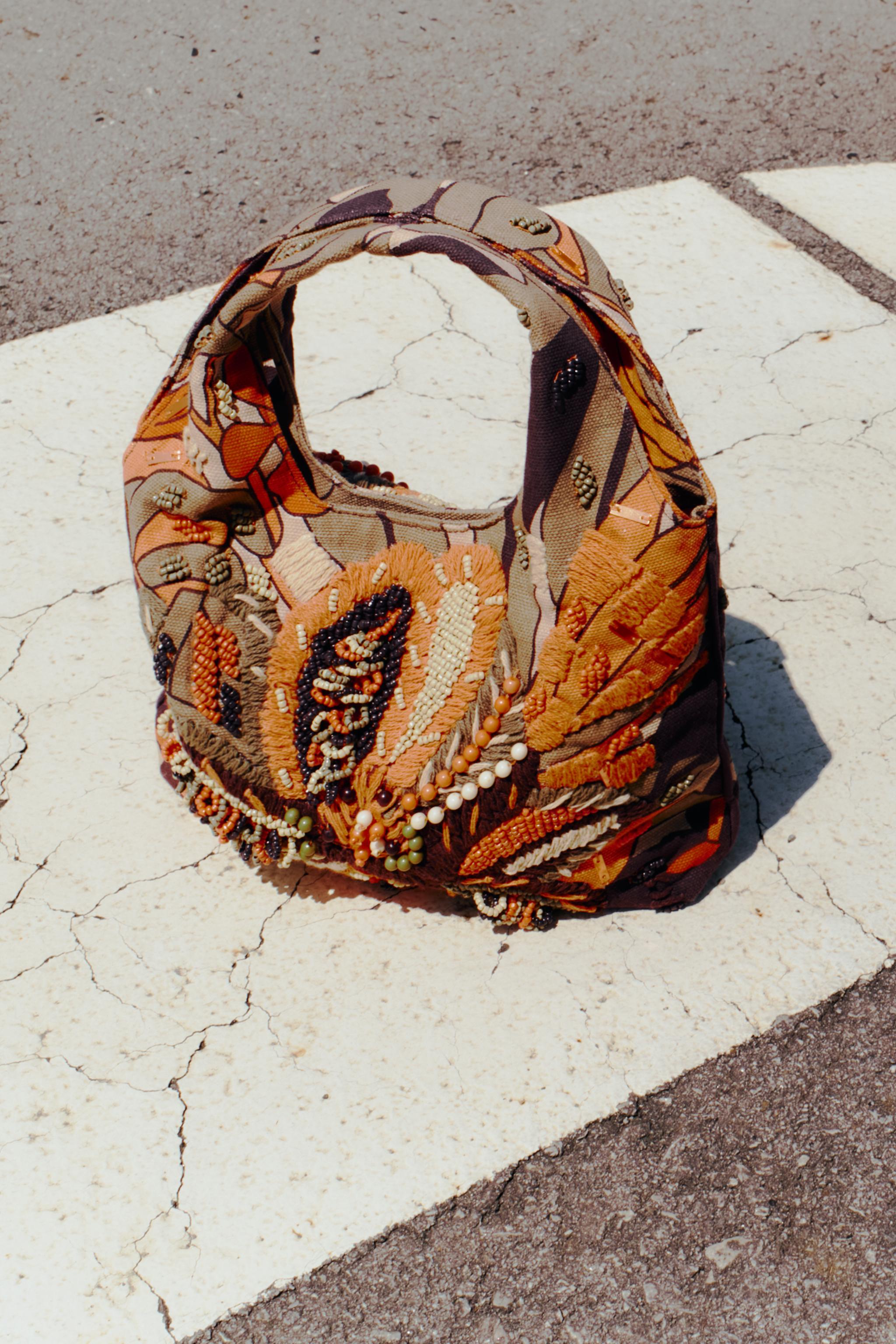 MULTICOLOURED BEADED BAG - Orange | ZARA Spain