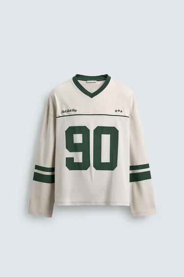 T-SHIRT MIT AMERICAN FOOTBALL PRINT - Steingrau von Zara