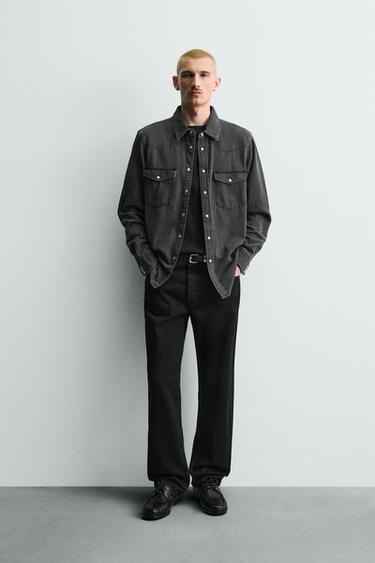 Zara WESTERN DENIM SHIRT - Charcoal - Image 0