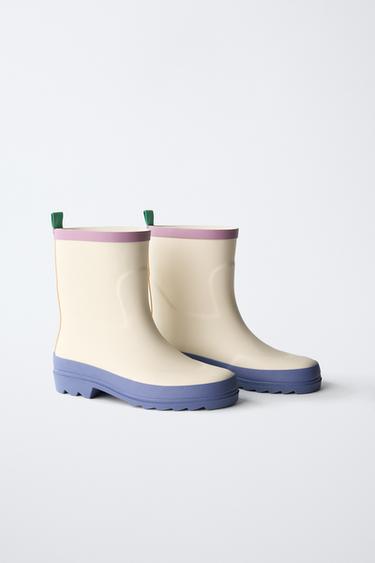 Zara COLOR BLOCK RAIN BOOTS - White