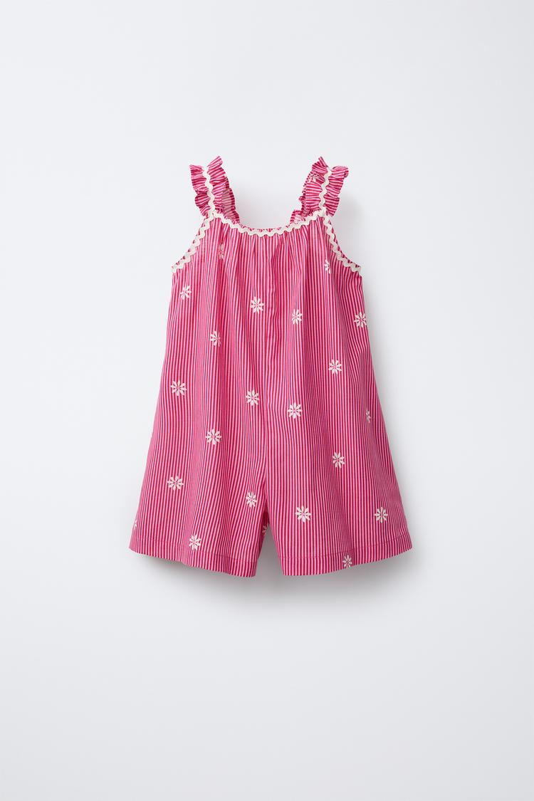 Mono Volantes Mono Rayas Zara MONO CORTO RAYAS ONDULINA Fucsia