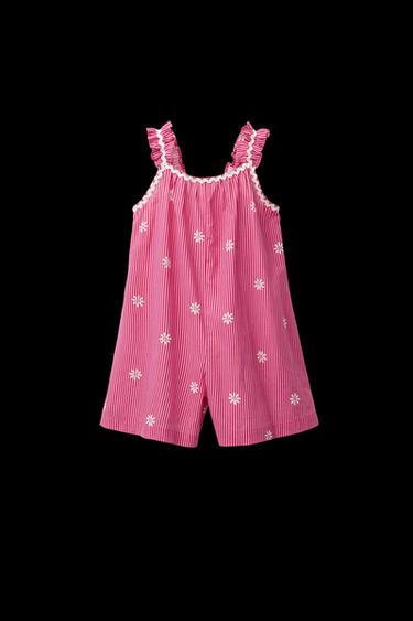Zara SHORT WAVE STRIPE JUMPSUIT - Fuchsia - Image 0