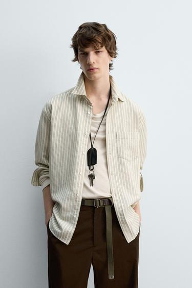 LIMITED EDITION STRIPED SHIRT - Green / Ecru by Zara - Image 1