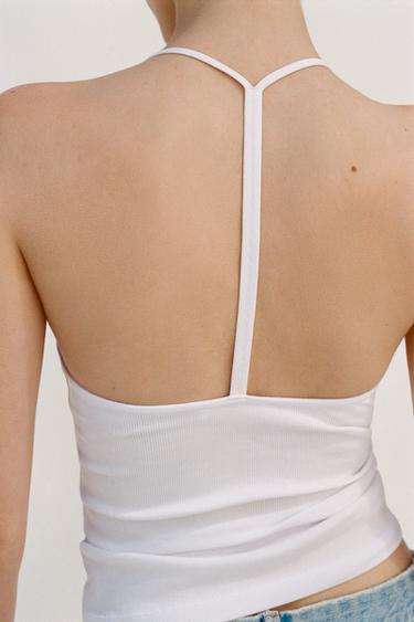 HALTER TOP WITH STRAP DETAIL - White by Zara - Image 3